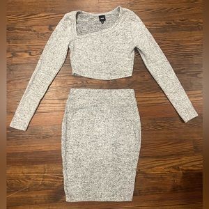 NEW 2 Piece: Long Sleeve Crop Top & Skirt